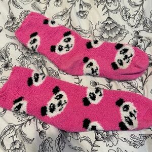 Womens Panda Fuzzy Socks